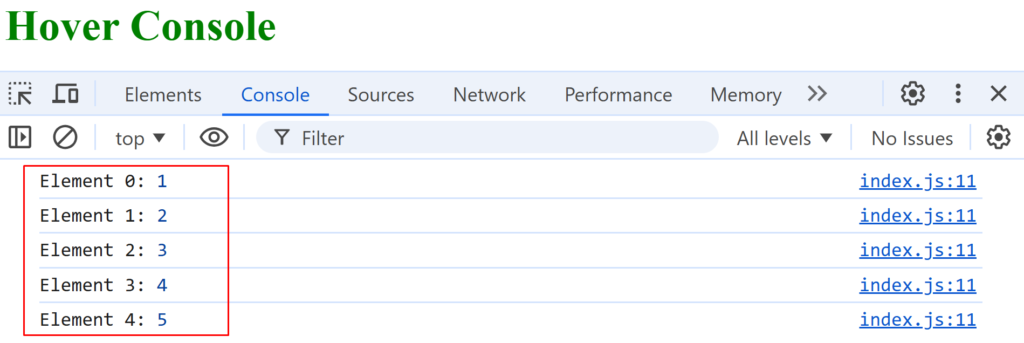 traditional for loop to debugging an array