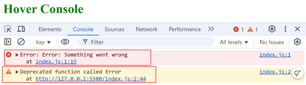 Stack Traces with warn and error message