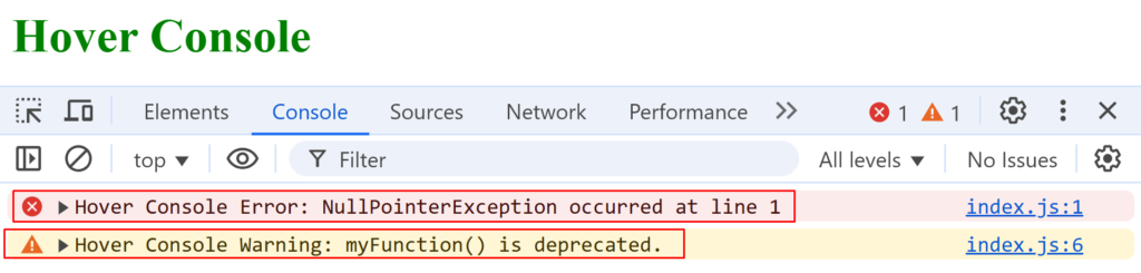  Usage of console.error and console.warn