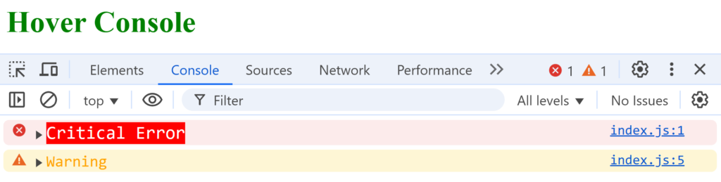 Custom Styling for warn and error messages