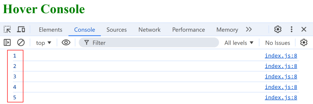 Log Each Element Using a Loop