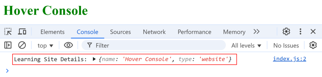 Generally use console.log for logging web development 